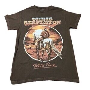 Chris Stapleton White Horse Shirt S Cowboy Graphic Tee Brown NWOT Tour Merch